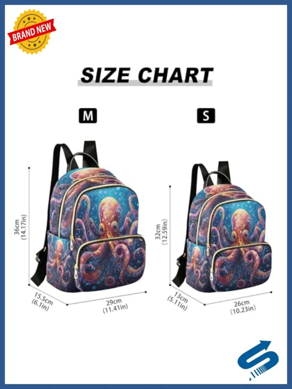 Kraken Women Backpack Purse Fashion Shoulder Bag Daypack Travel 10L